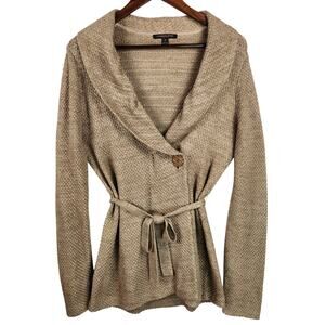 Classiques Entier Atelier Cardigan Womens M Beige Belted Button Linen/Silk Blend